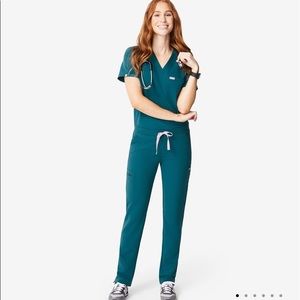 Figs skinny scrub Caribbean blue